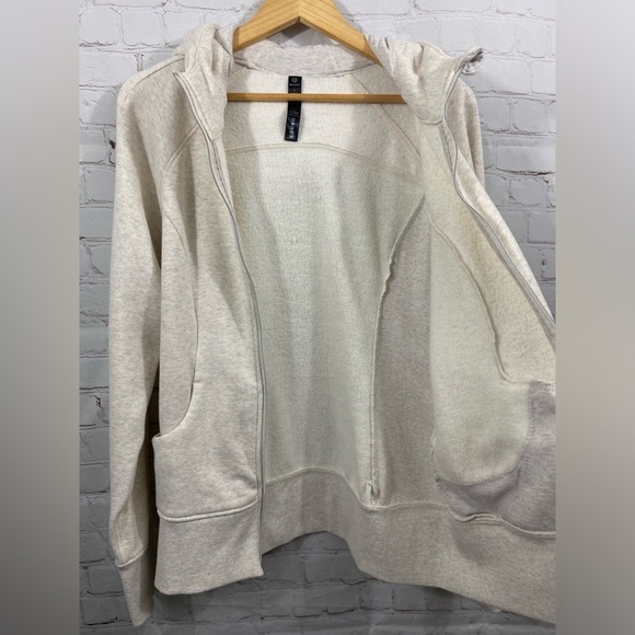 90 Degree Size Large Oatmeal Colored Full Front Fleece Lined Zip Up Hoodie - Picture 4 of 8